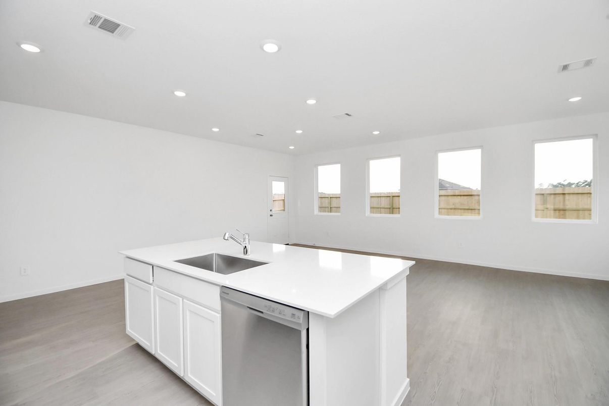 Interior, Kitchen, Recessed Lighting, Wood Texture Flooring