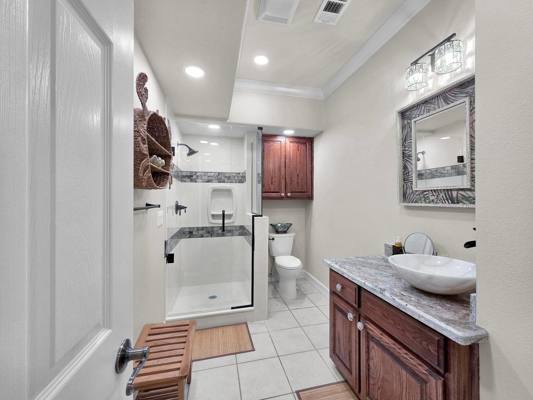 Bathroom, Dual Sink Vanities, Glass Shower, Interior, Recessed Lighting