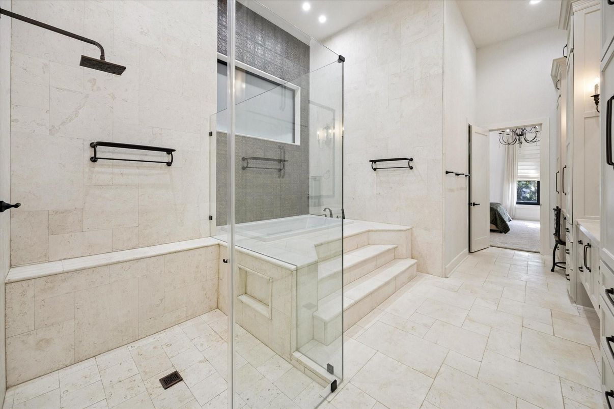 Bathroom, Glass Shower, Interior, Recessed Lighting