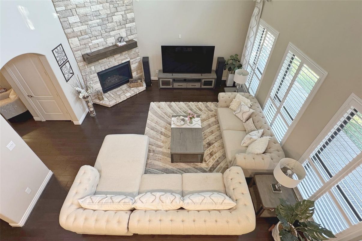 Fireplace, Interior, Living room, Stone Walls, Wood Texture Flooring