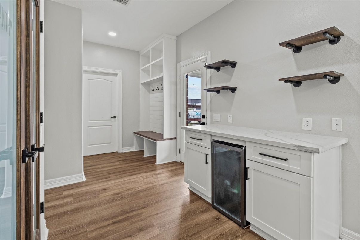 Interior, Kitchen, Recessed Lighting, Wood Texture Flooring