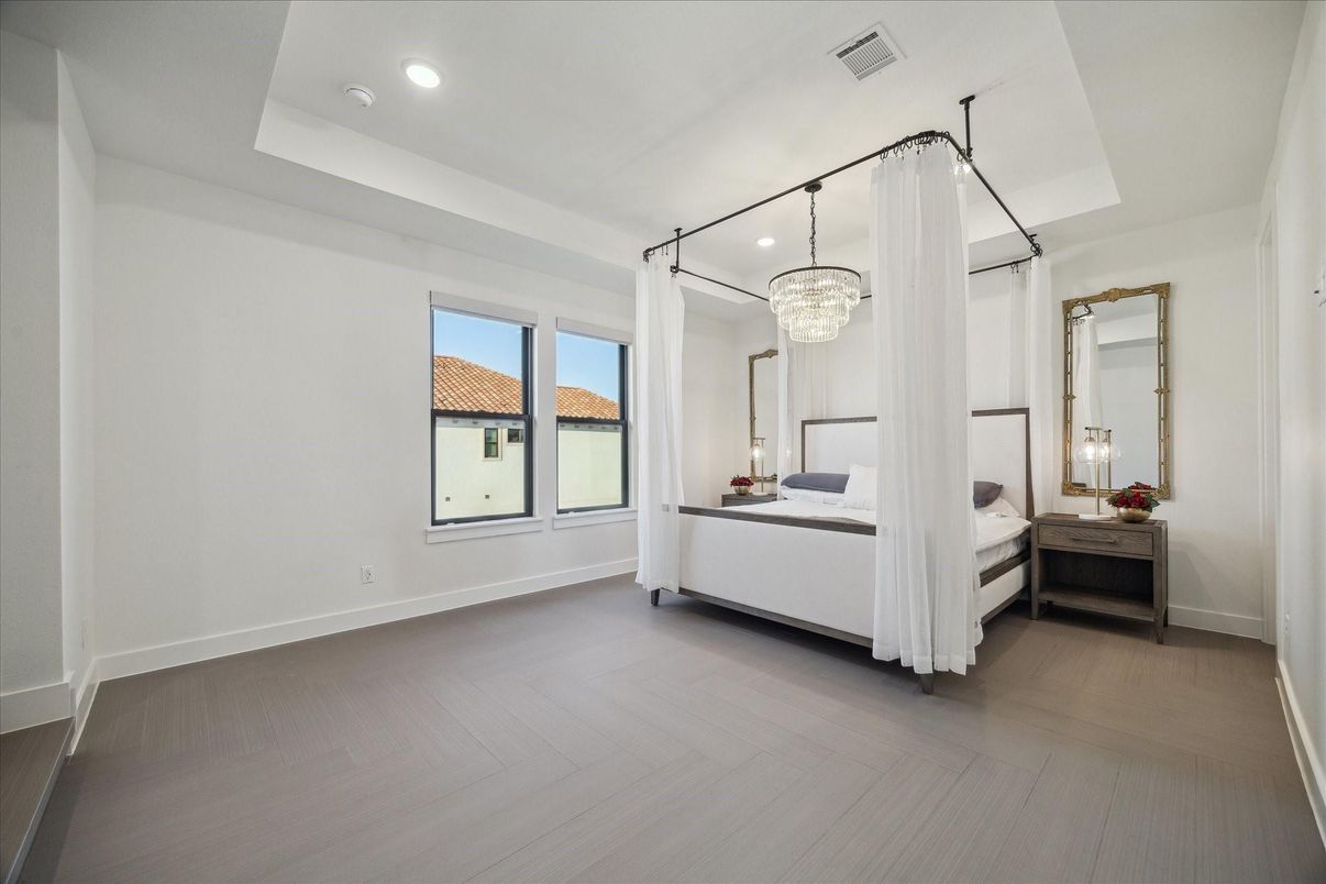 Bedroom, Chandelier, Interior, Recessed Lighting