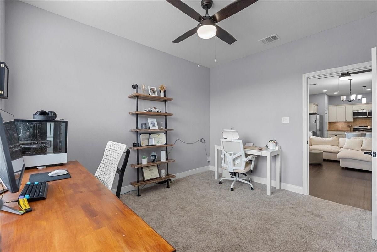 Home Office, Interior, Kitchen, Pendant Lights, Recessed Lighting, Wood Texture Flooring