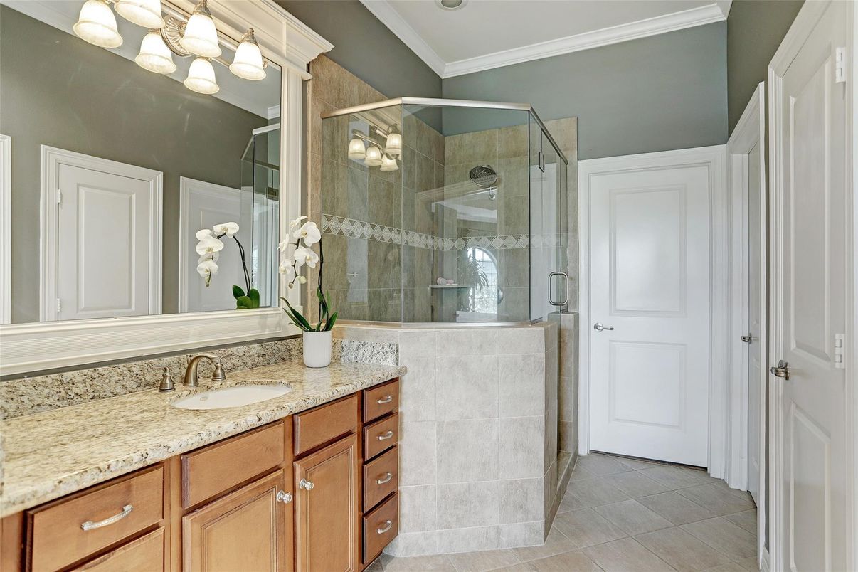 Bathroom, Dual Sink Vanities, Glass Shower, Interior