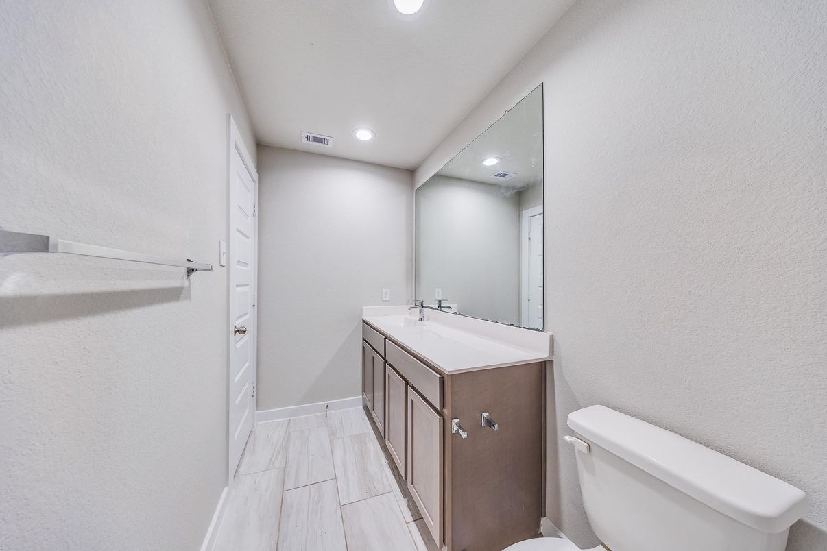 Bathroom, Dual Sink Vanities, Interior, Marble, Recessed Lighting