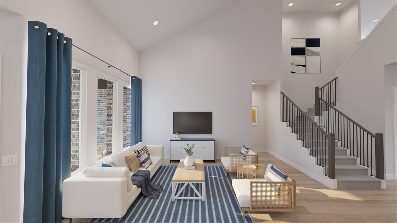 Interior, Living room, Recessed Lighting, Wood Texture Flooring