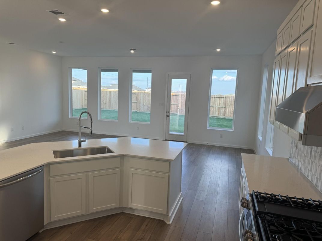 Interior, Kitchen, Recessed Lighting, Wood Texture Flooring