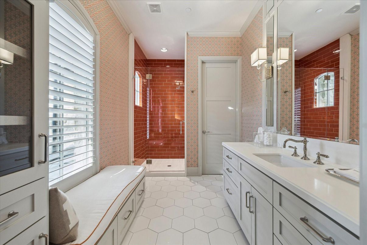 Bathroom, Glass Shower, Interior, Recessed Lighting