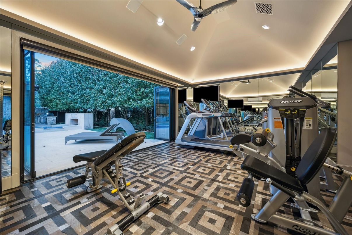 Fitness Equipment, Gym, Interior, Recessed Lighting