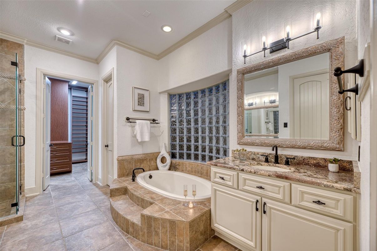 Bathroom, Glass Shower, Interior, Recessed Lighting