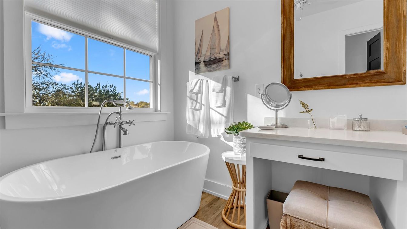 Bathroom, Free Standing Baths, Interior, Wood Texture Flooring