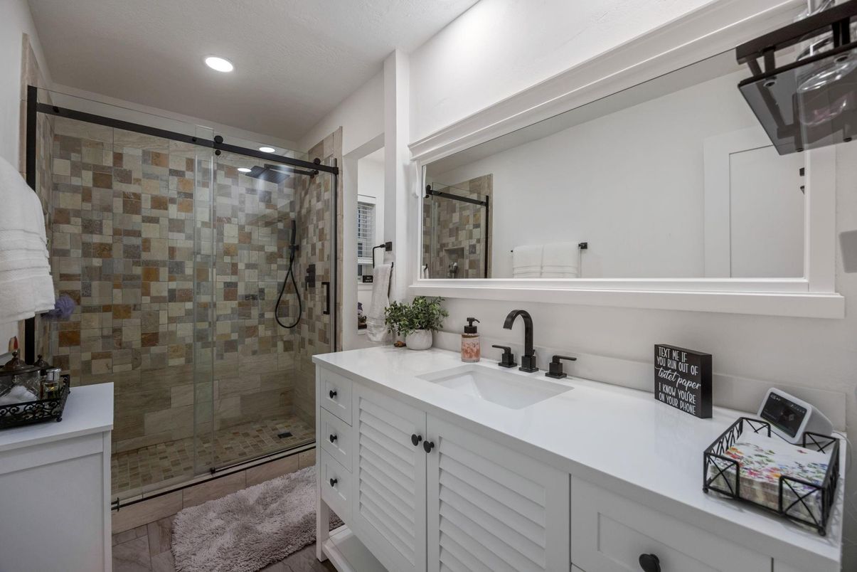 Bathroom, Glass Shower, Interior, Recessed Lighting
