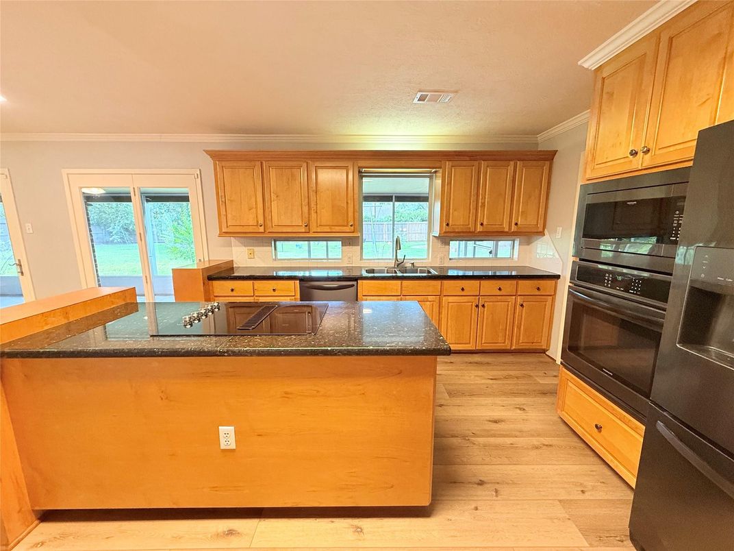 Interior, Kitchen, Recessed Lighting, Wood Texture Flooring
