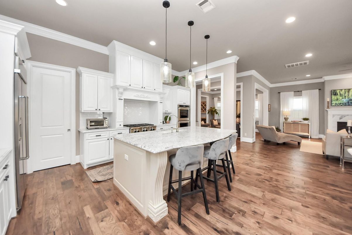 Interior, Kitchen, Living room, Pendant Lights, Recessed Lighting, Stainless Steel Appliances, Wood Texture Flooring