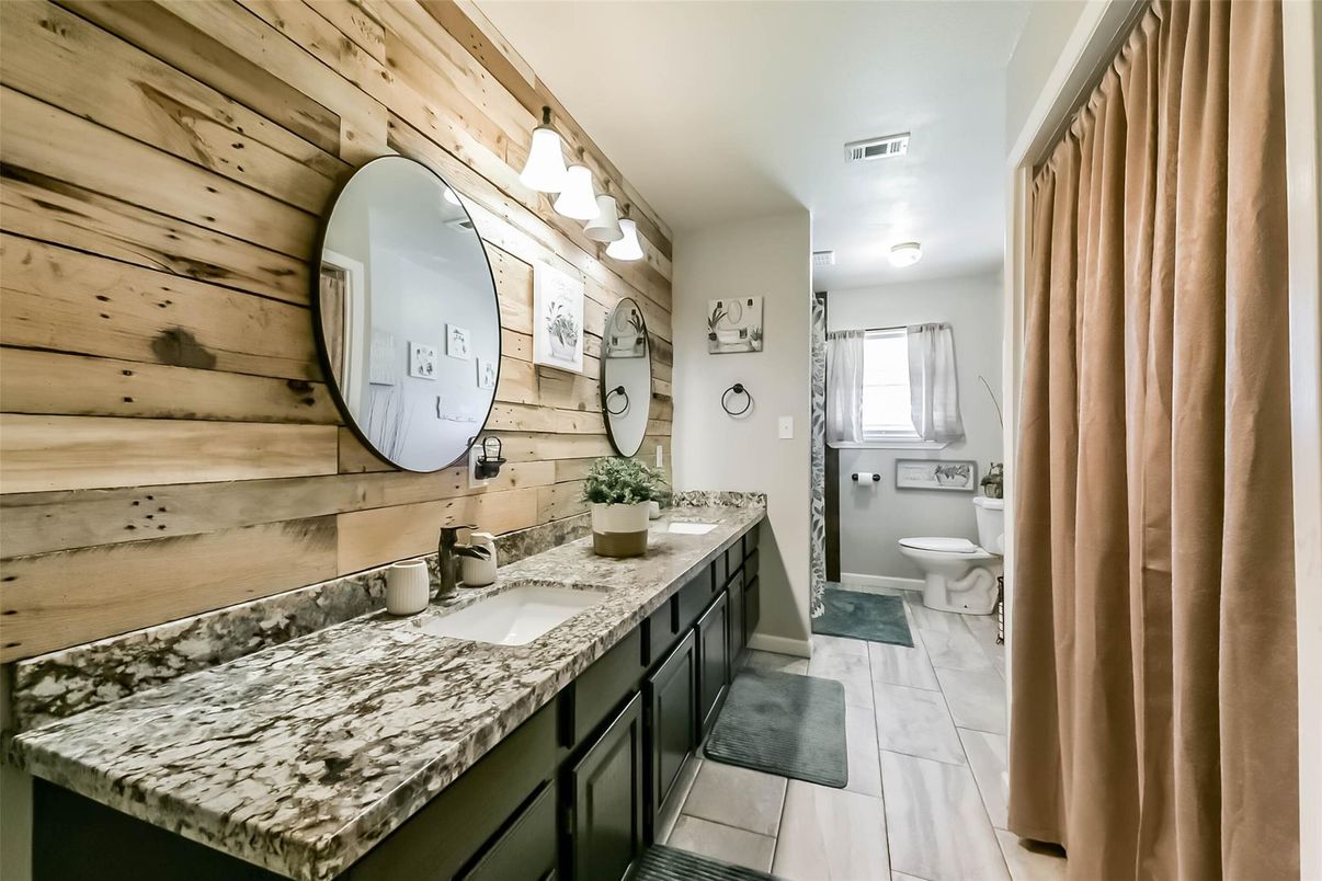 Bathroom, Dual Sink Vanities, Interior, Wooden Walls