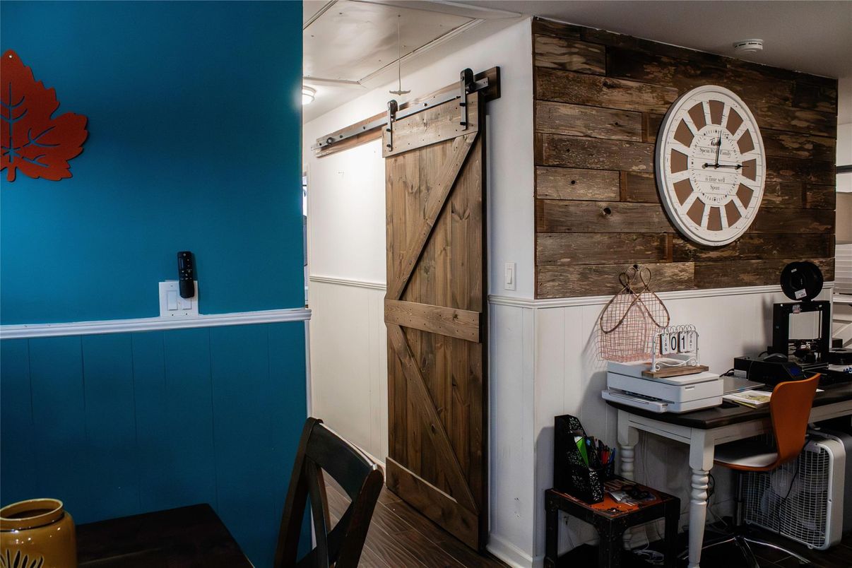 Home Office, Interior, Wood Texture Flooring, Wooden Walls