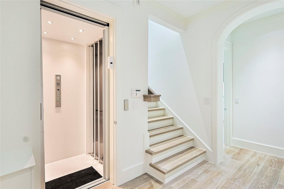 Elevator, Interior, Recessed Lighting, Wood Texture Flooring