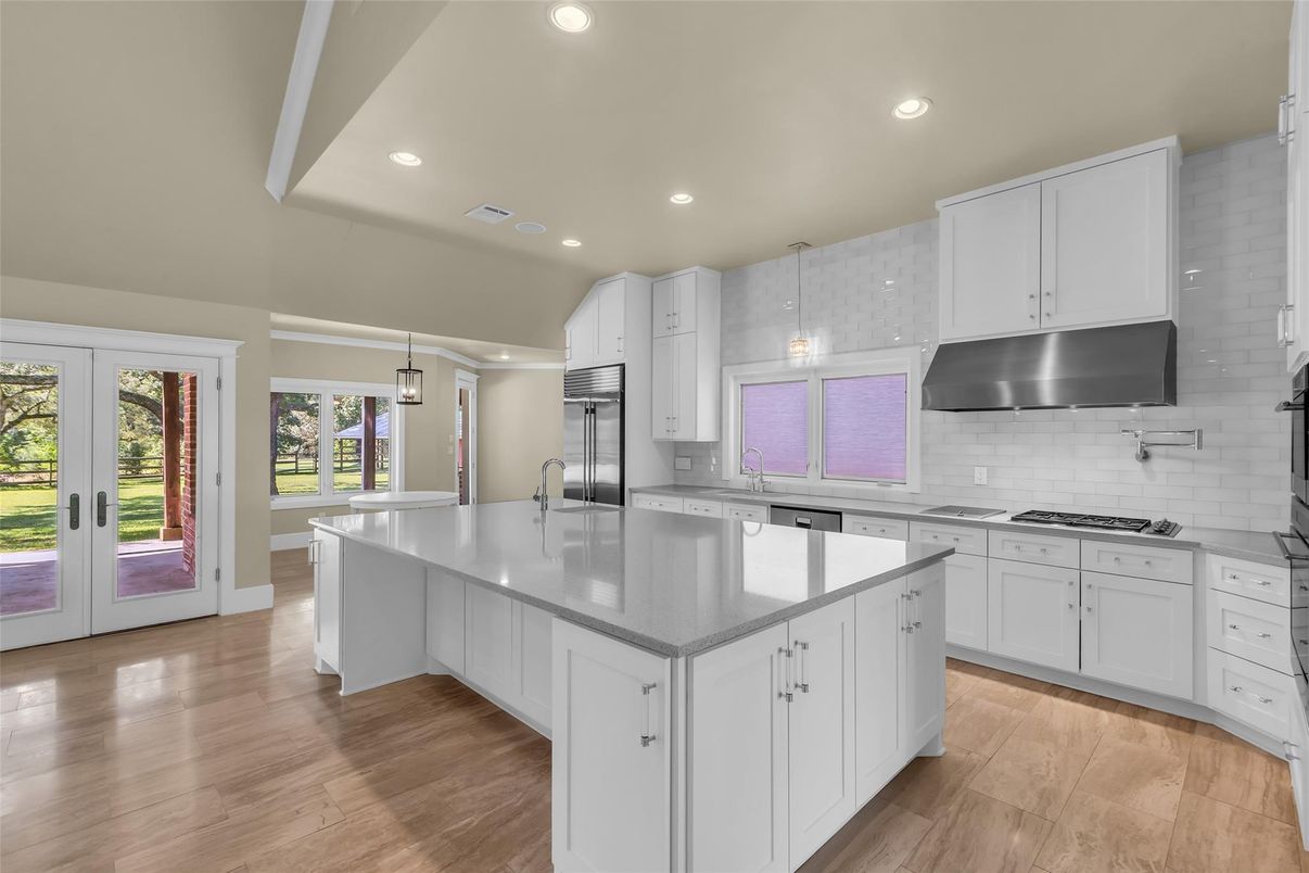 Interior, Kitchen, Pendant Lights, Recessed Lighting, Wood Texture Flooring