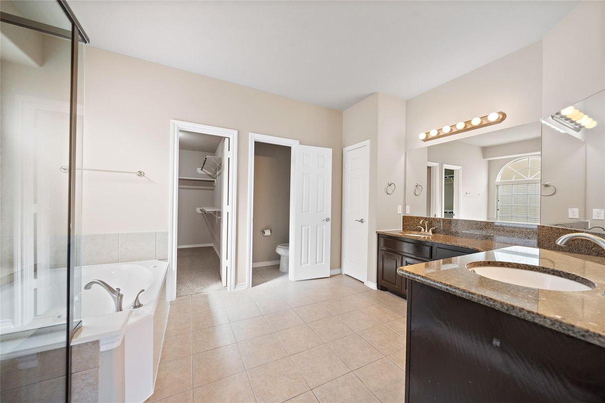 Bathroom, Dual Sink Vanities, Glass Shower, Interior