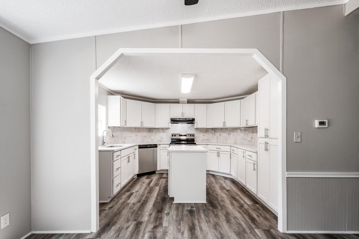 Interior, Kitchen, Stainless Steel Appliances, Wood Texture Flooring