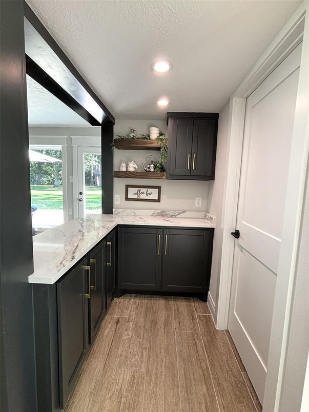 Interior, Kitchen, Recessed Lighting, Wood Texture Flooring