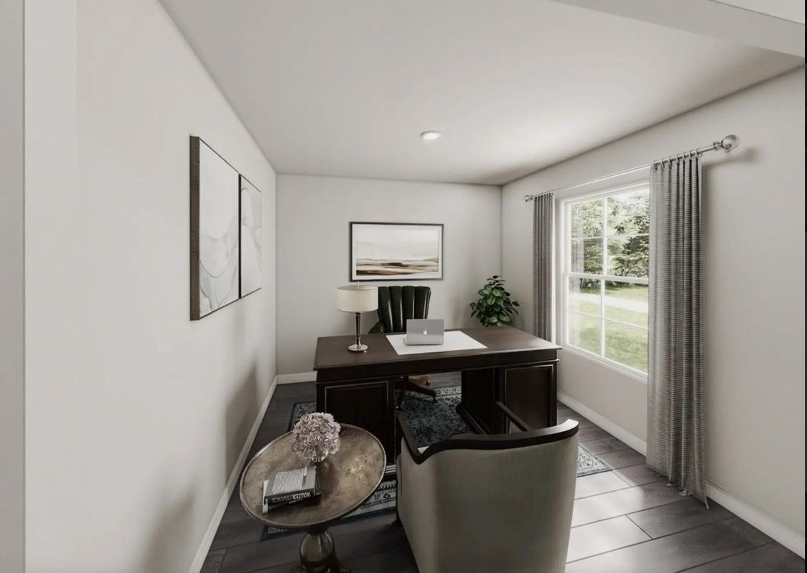 Home Office, Interior, Recessed Lighting, Wood Texture Flooring