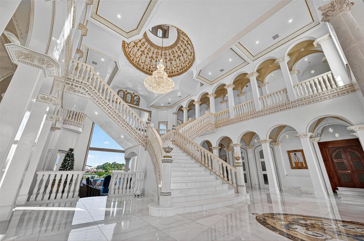 Chandelier, Interior, Marble, Recessed Lighting