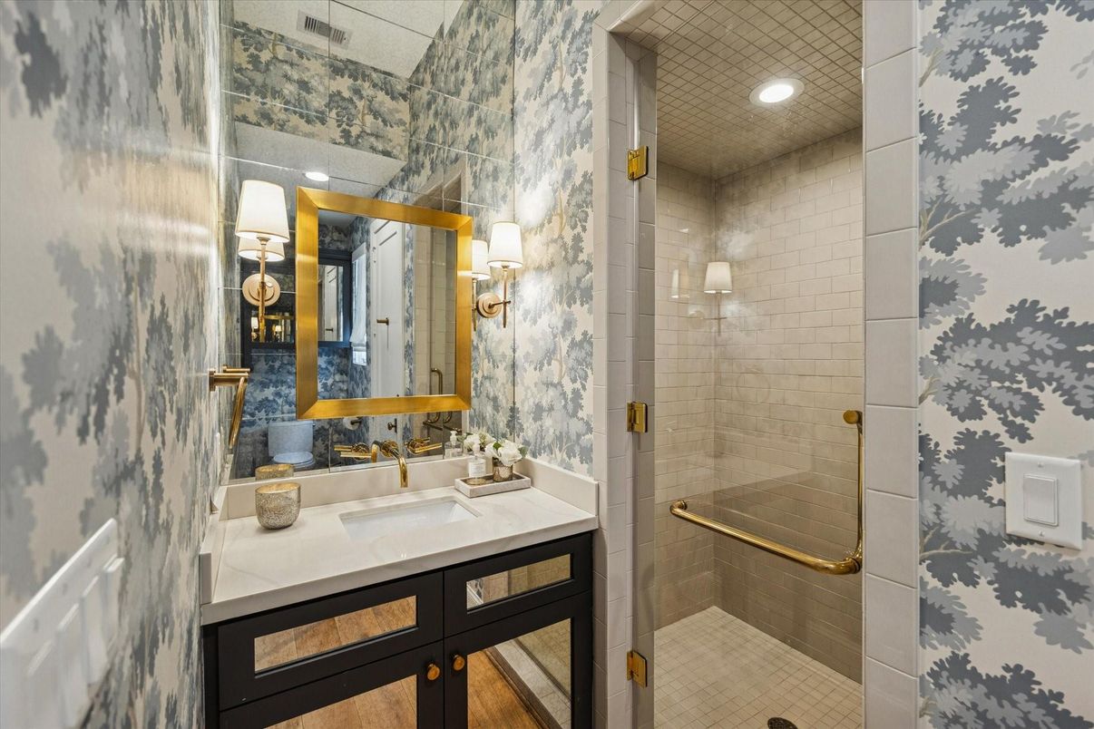 Bathroom, Glass Shower, Interior, Recessed Lighting