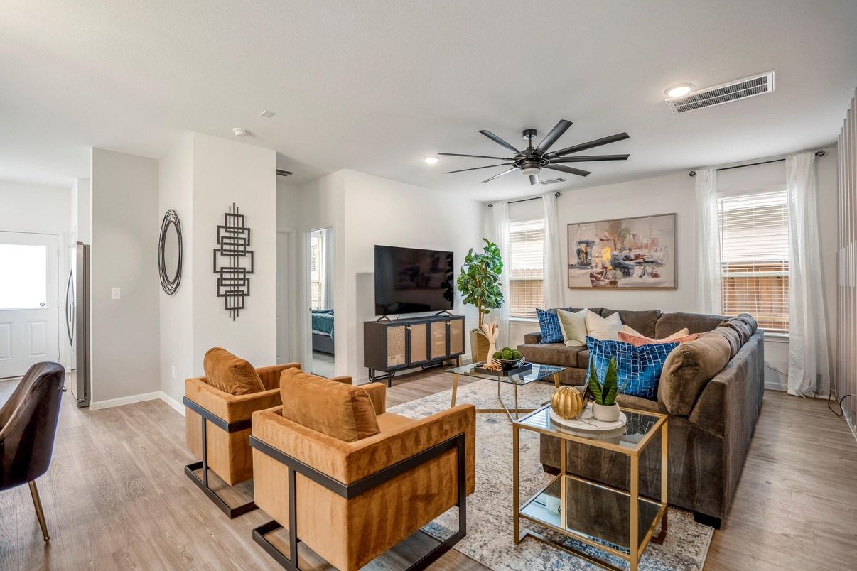 Interior, Living room, Recessed Lighting, Wood Texture Flooring