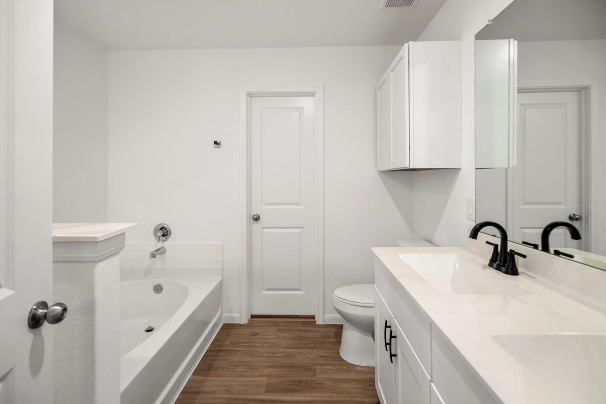 Bathroom, Dual Sink Vanities, Interior, Wood Texture Flooring
