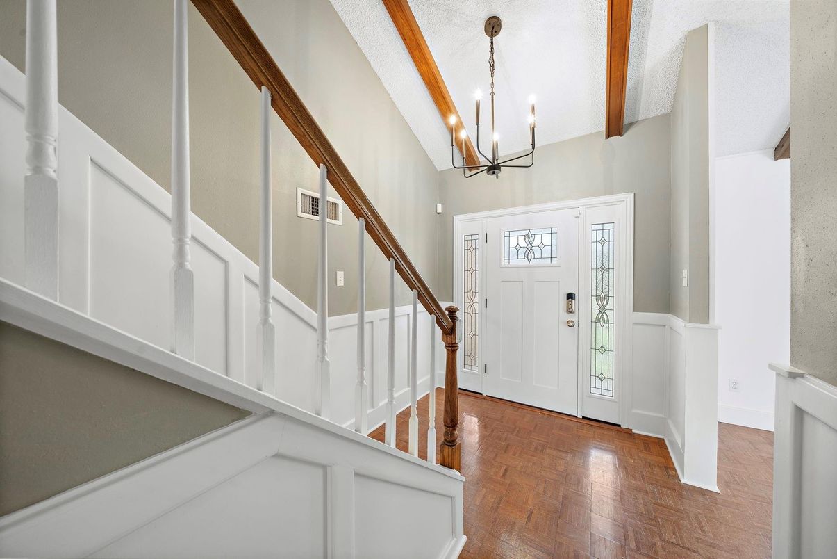 Chandelier, Interior, Wooden Beams, Wood Texture Flooring