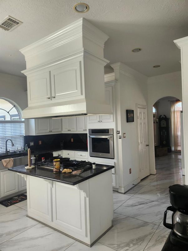 Interior, Kitchen, Marble, Recessed Lighting, Stainless Steel Appliances