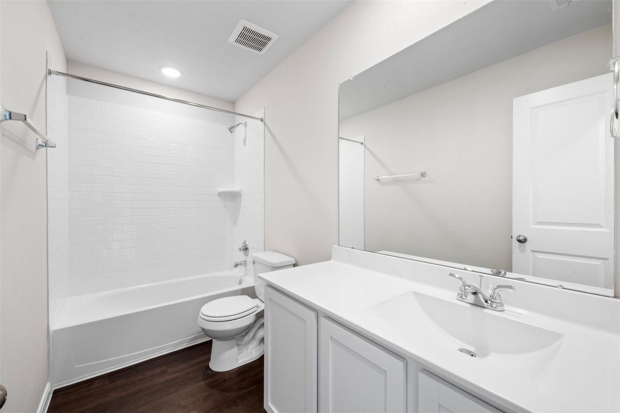 Bathroom, Interior, Recessed Lighting, Wood Texture Flooring