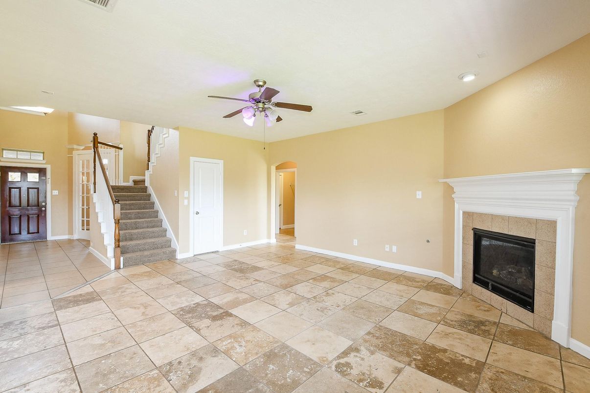 Empty room, Fireplace, Interior, Recessed Lighting