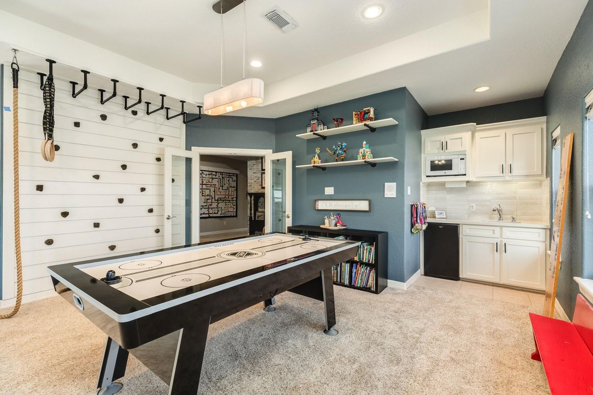 Billiard Table, Game Room, Interior, Pendant Lights, Recessed Lighting