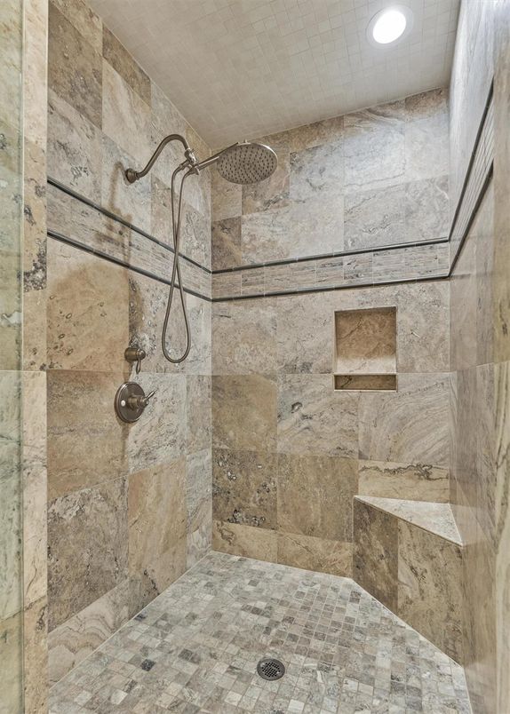 Bathroom, Interior, Recessed Lighting, Stone Walls
