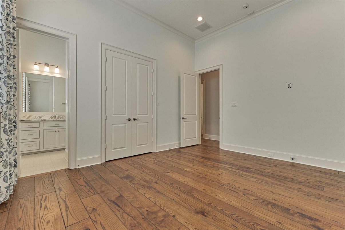 Bathroom, Empty room, Interior, Recessed Lighting, Wood Texture Flooring