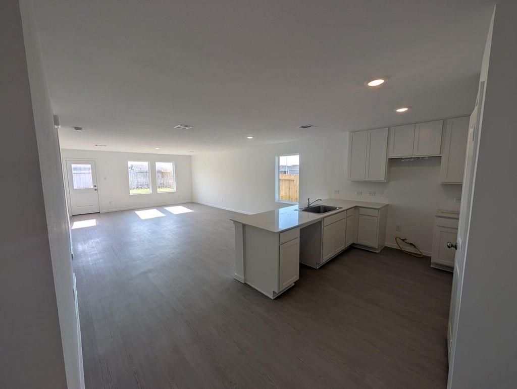 Interior, Kitchen, Recessed Lighting, Wood Texture Flooring