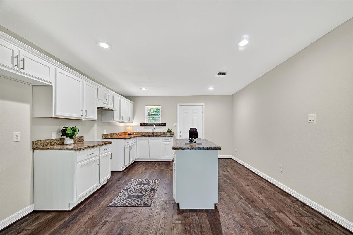 Interior, Kitchen, Recessed Lighting, Wood Texture Flooring