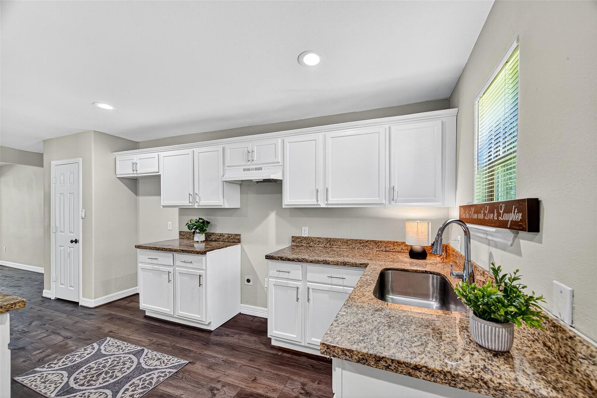 Interior, Kitchen, Recessed Lighting, Wood Texture Flooring