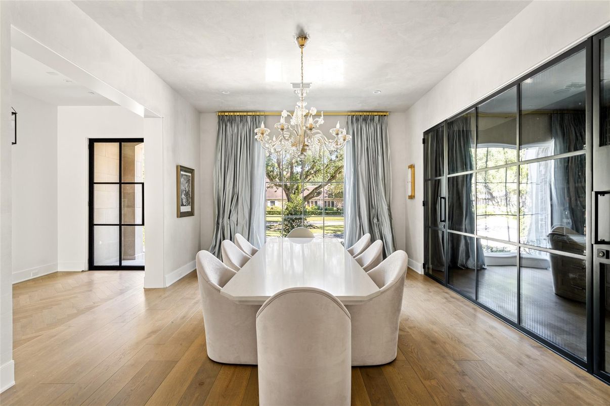 Chandelier, Dining room, Interior, Wood Texture Flooring