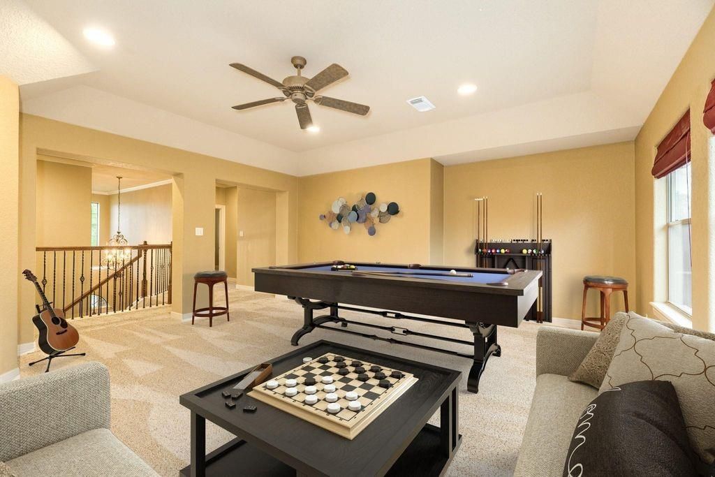 Billiard Table, Game Room, Interior, Recessed Lighting