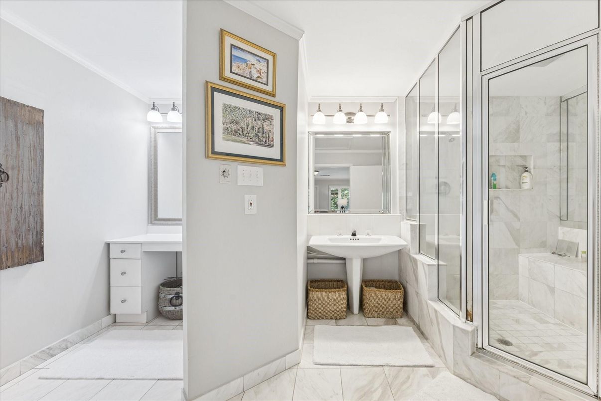 Bathroom, Glass Shower, Interior, Marble, Marble Walls