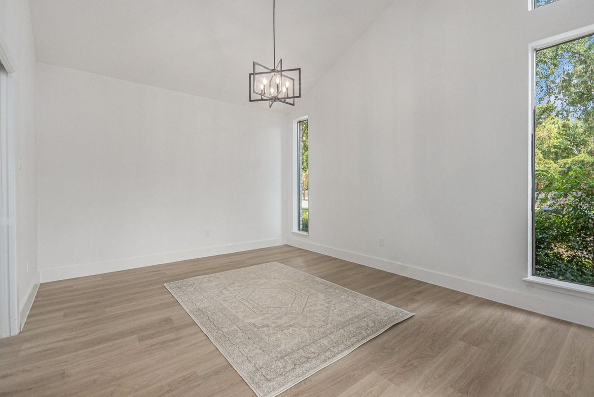 Empty room, Interior, Pendant Lights, Wood Texture Flooring