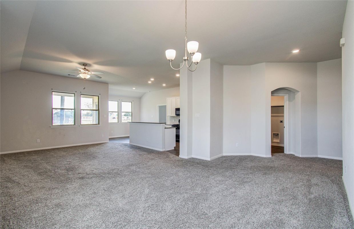 Empty room, Interior, Kitchen, Pendant Lights, Recessed Lighting