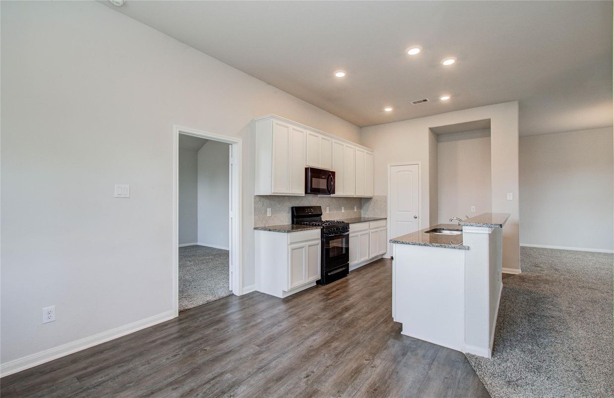 Interior, Kitchen, Recessed Lighting, Wood Texture Flooring
