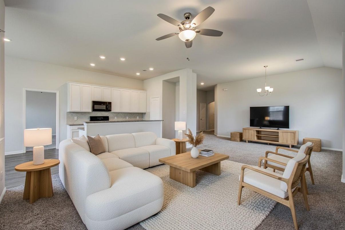 Chandelier, Interior, Kitchen, Living room, Recessed Lighting, Stainless Steel Appliances