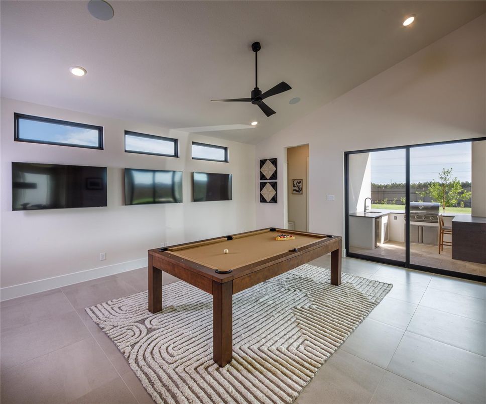 Billiard Table, Game Room, Interior, Recessed Lighting