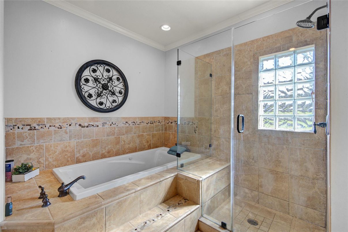 Bathroom, Glass Shower, Interior, Recessed Lighting