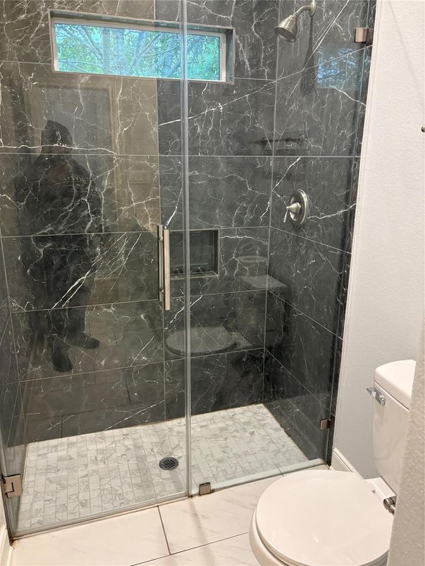 Bathroom, Glass Shower, Interior, Marble Walls